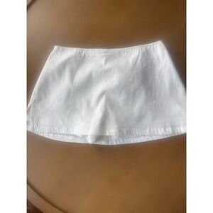 Princess Polly White Gigi Mini Skort 2 Side Slit Back Zip Cotton Blend Casual